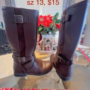 Girls Brown Knee-High Boots